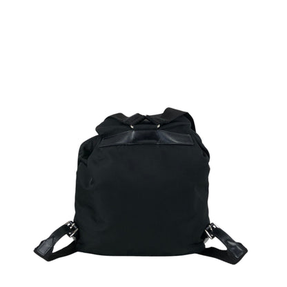 PRADA Tessuto Triangle Logo Double Pocket Backpack Black Vintage hspzjr