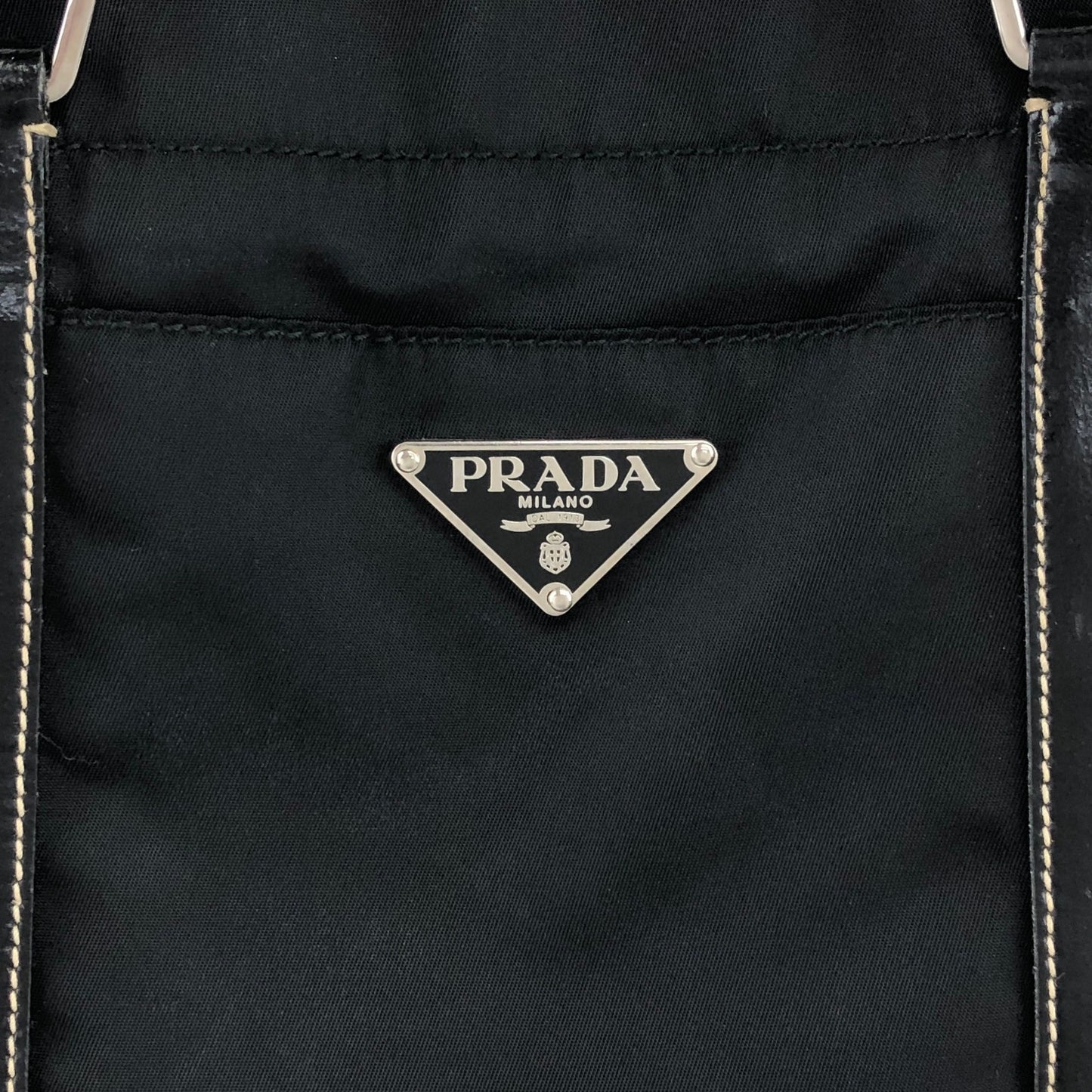 PRADA Tessuto Triangle Logo Totebag Black Vintage 7waabg