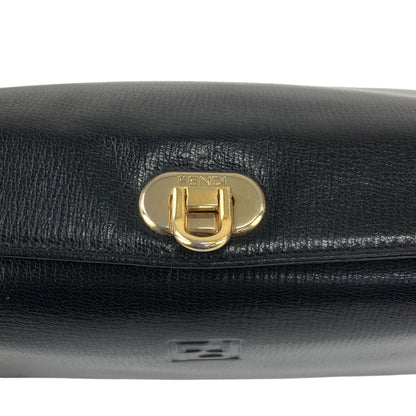 FENDI Logo Embossed Handbag Black Vintage yyxgsd
