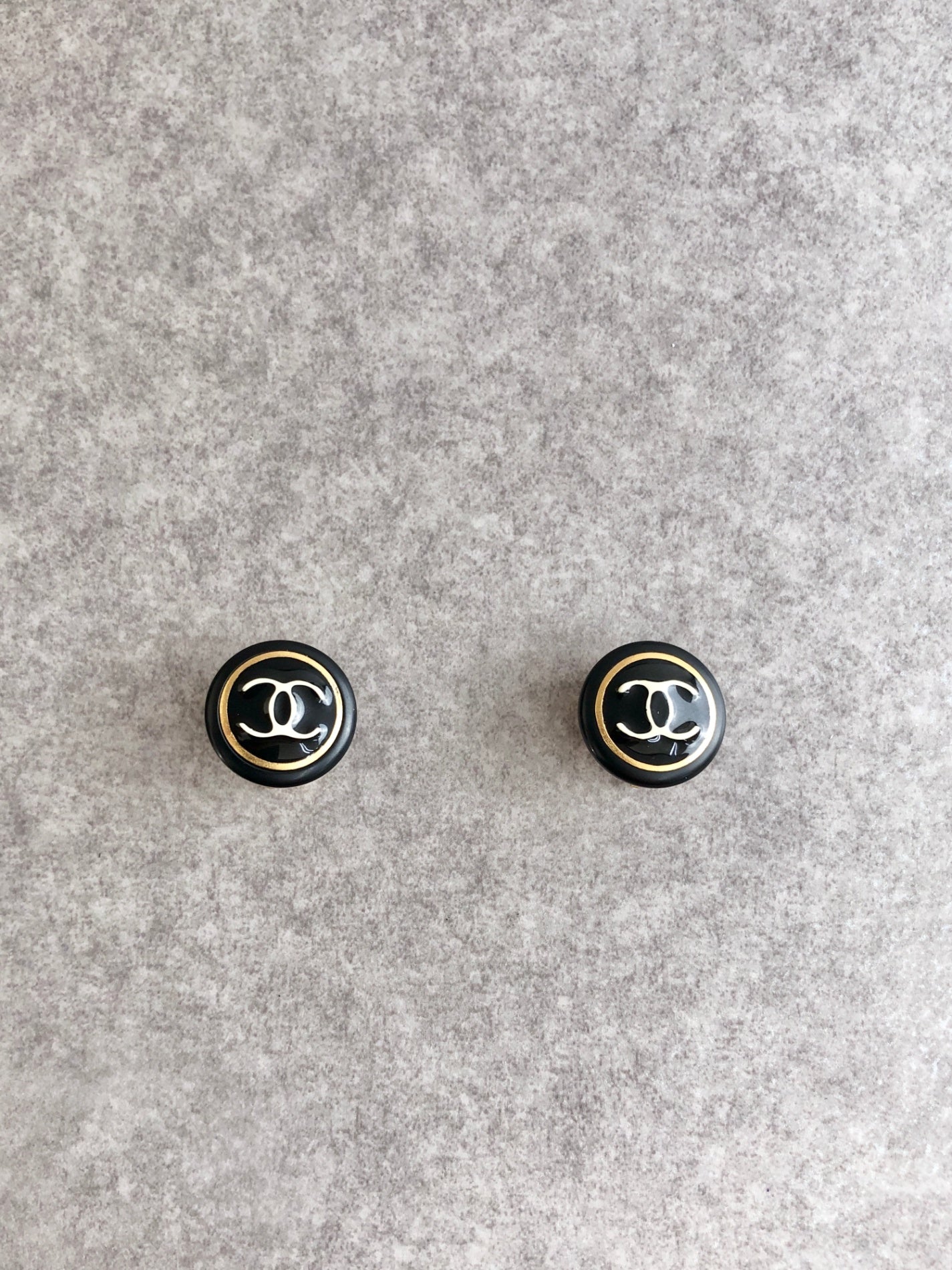 CHANEL Coco Mark Earrings Black Vintage gc3i2m