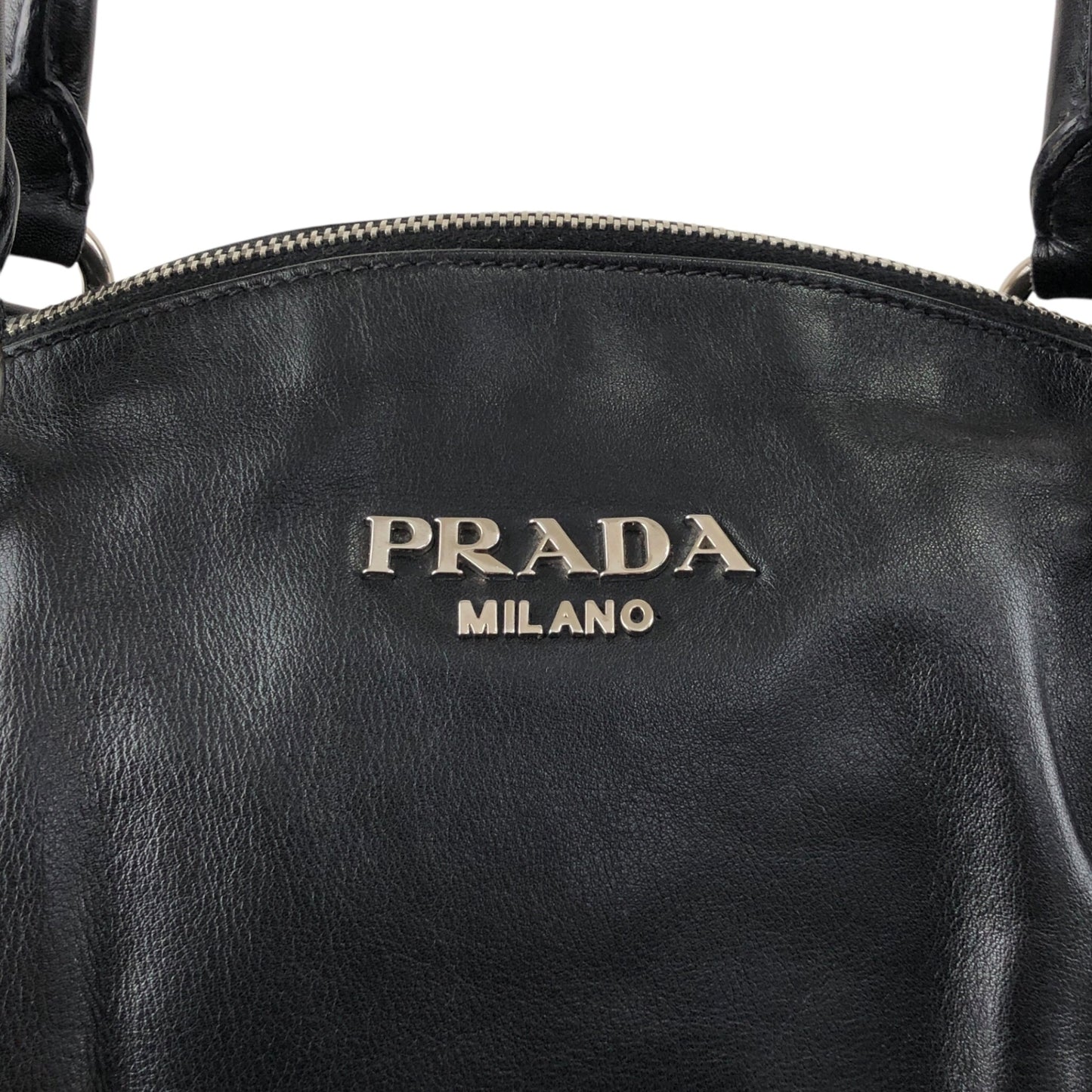 PRADA Logo Round Handbag Black Vintage 4frjvm