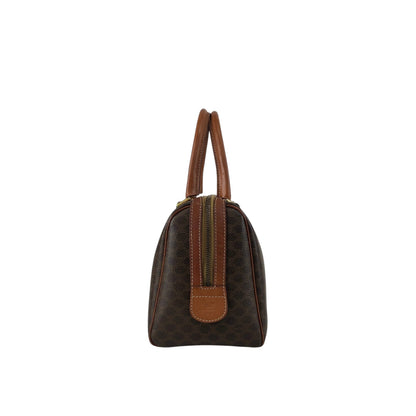 CELINE Macadam Blason Small Boston bag Handbag Brown Vintage f2ydjv