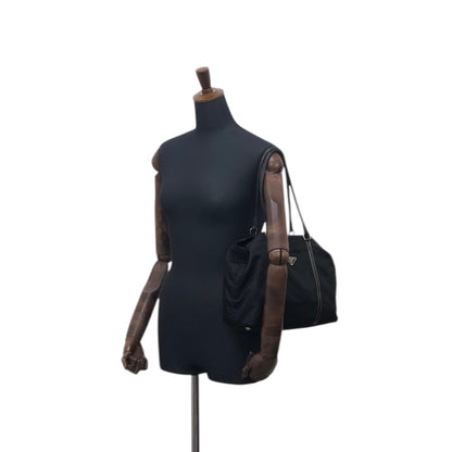 PRADA Tessuto Triangle Logo Totebag Black Vintage 7waabg
