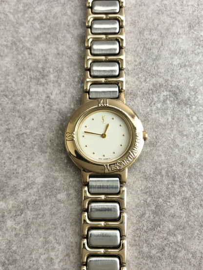 Yves Saint Laurent YSL Logo Watch Gold×Silver Vintage uavgj3
