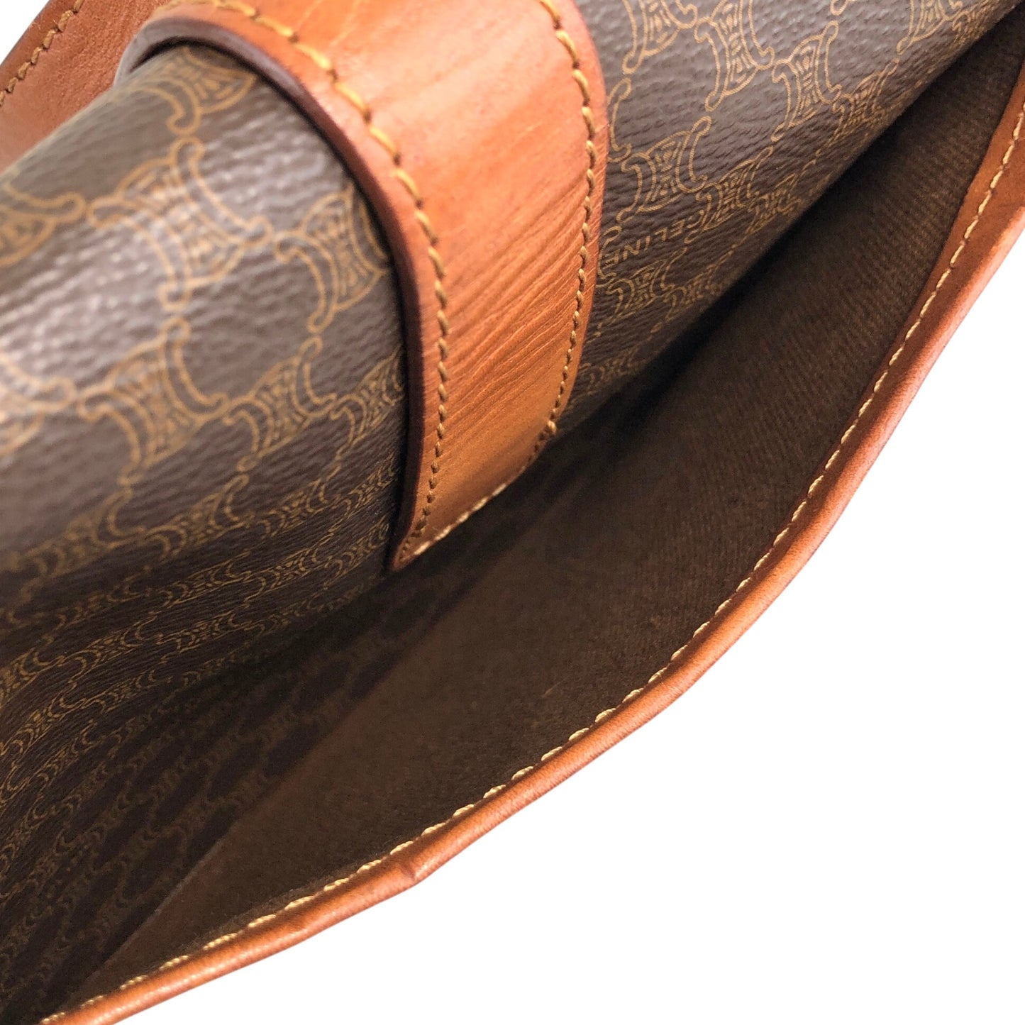 CELINE Macadam Front Buckle Shoulder bag Brown Vintage c7tgex