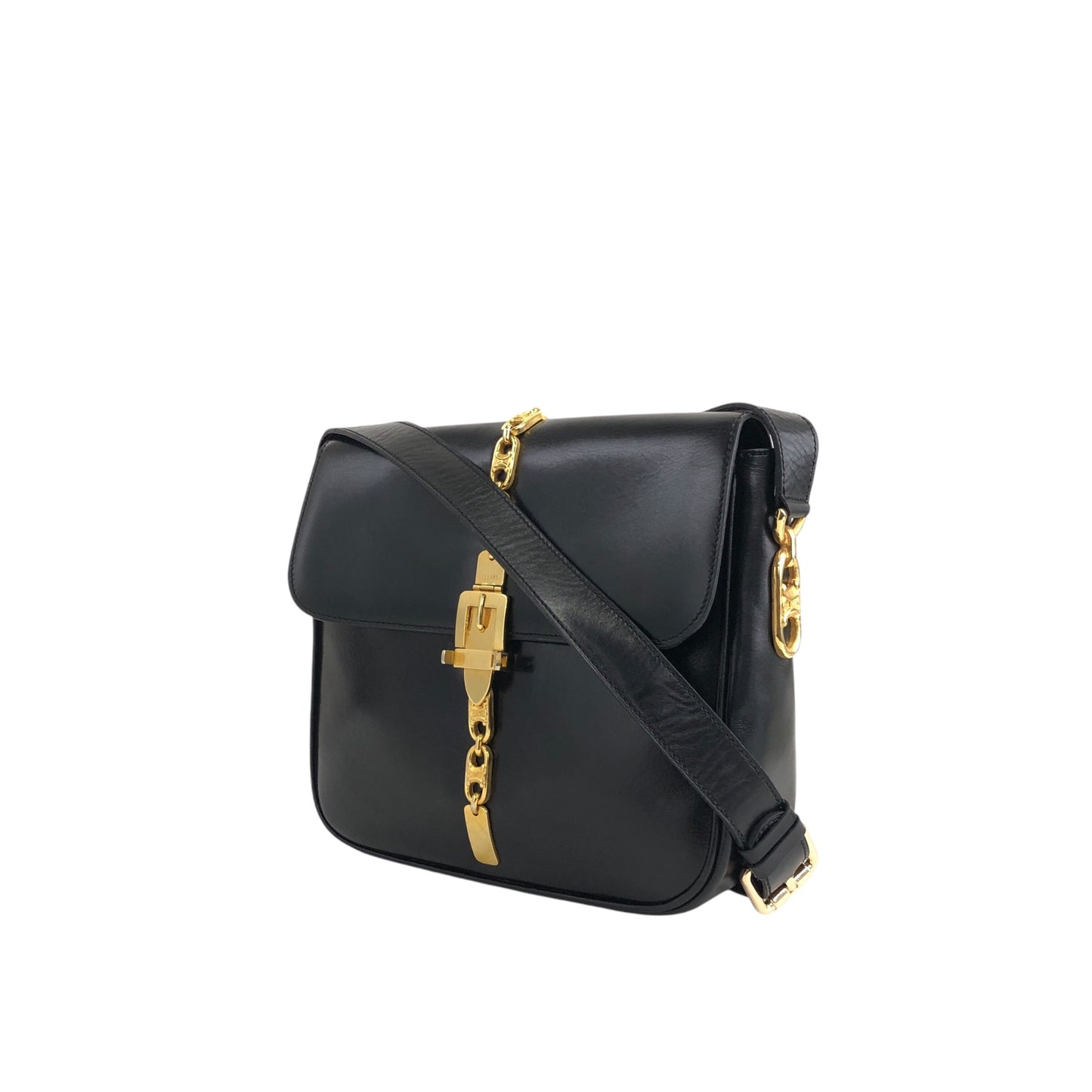 CELINE Blason Shoulder bag Black Vintage pjta3r