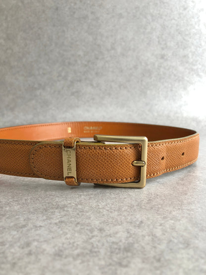 CHANEL Logo Belt Brown Vintage ryybkc