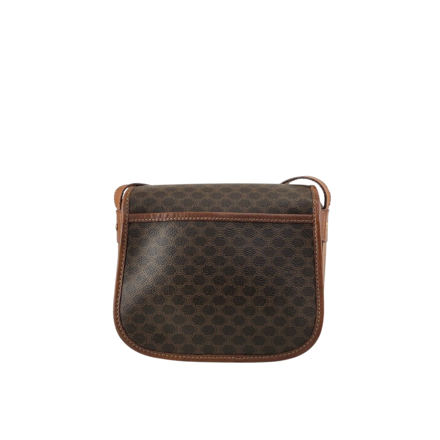 CELINE Macadam Blason Front Buckle Shoulder bag Brown Vintage ketsrv