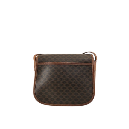 CELINE Macadam Blason Front Buckle Shoulder bag Brown Vintage ketsrv