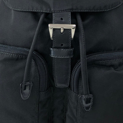 PRADA Tessuto Triangle Logo Double Pocket Backpack Black Vintage hspzjr