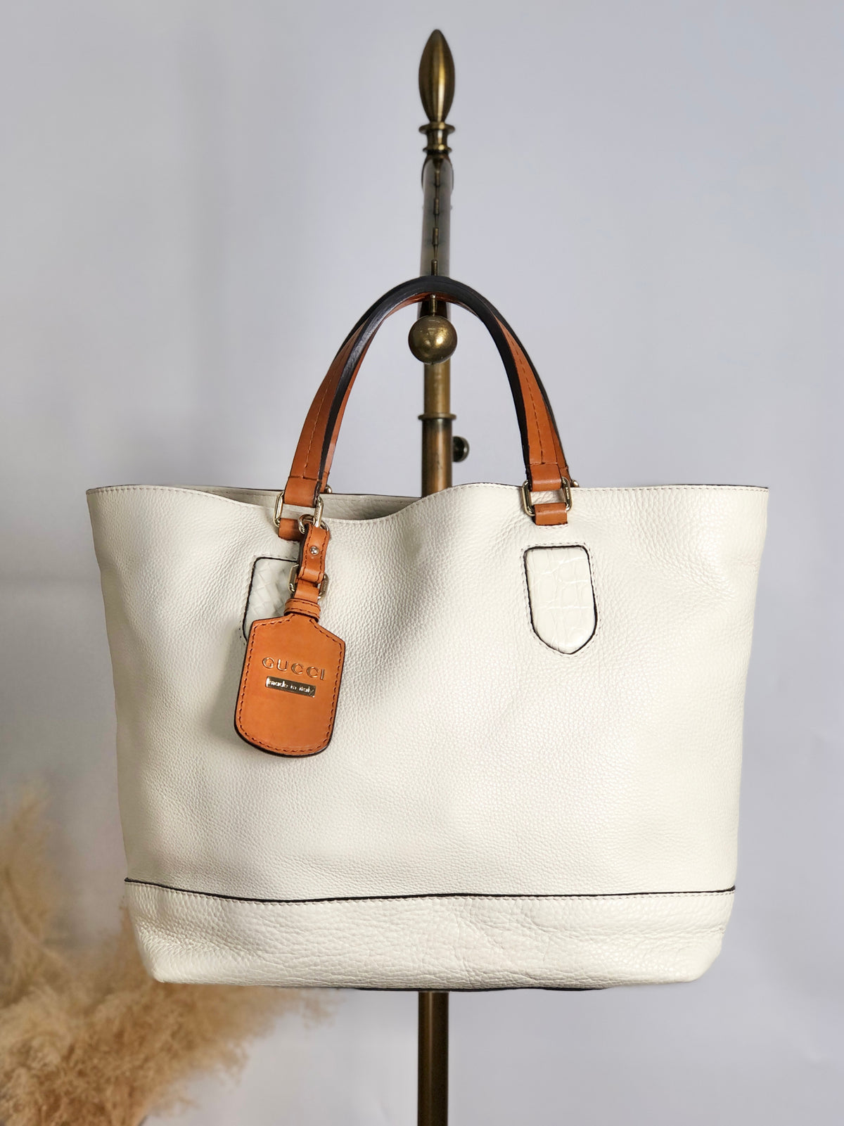 GUCCI Logo Totebag Ivory×Brown Vintage rc7r6c
