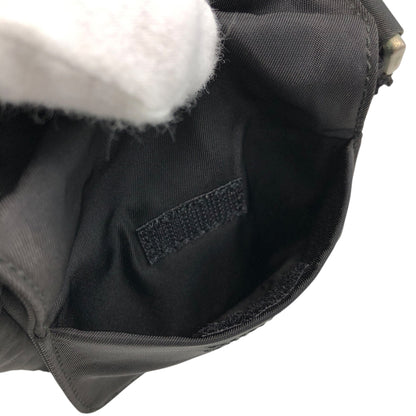 PRADA Tessuto Triangle Logo Front Buckle Small Shoulder bag Black Vintage efbuwg