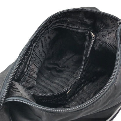 PRADA Tessuto Triangle Logo Shoulder bag Hobobag Black Vintage psffyn