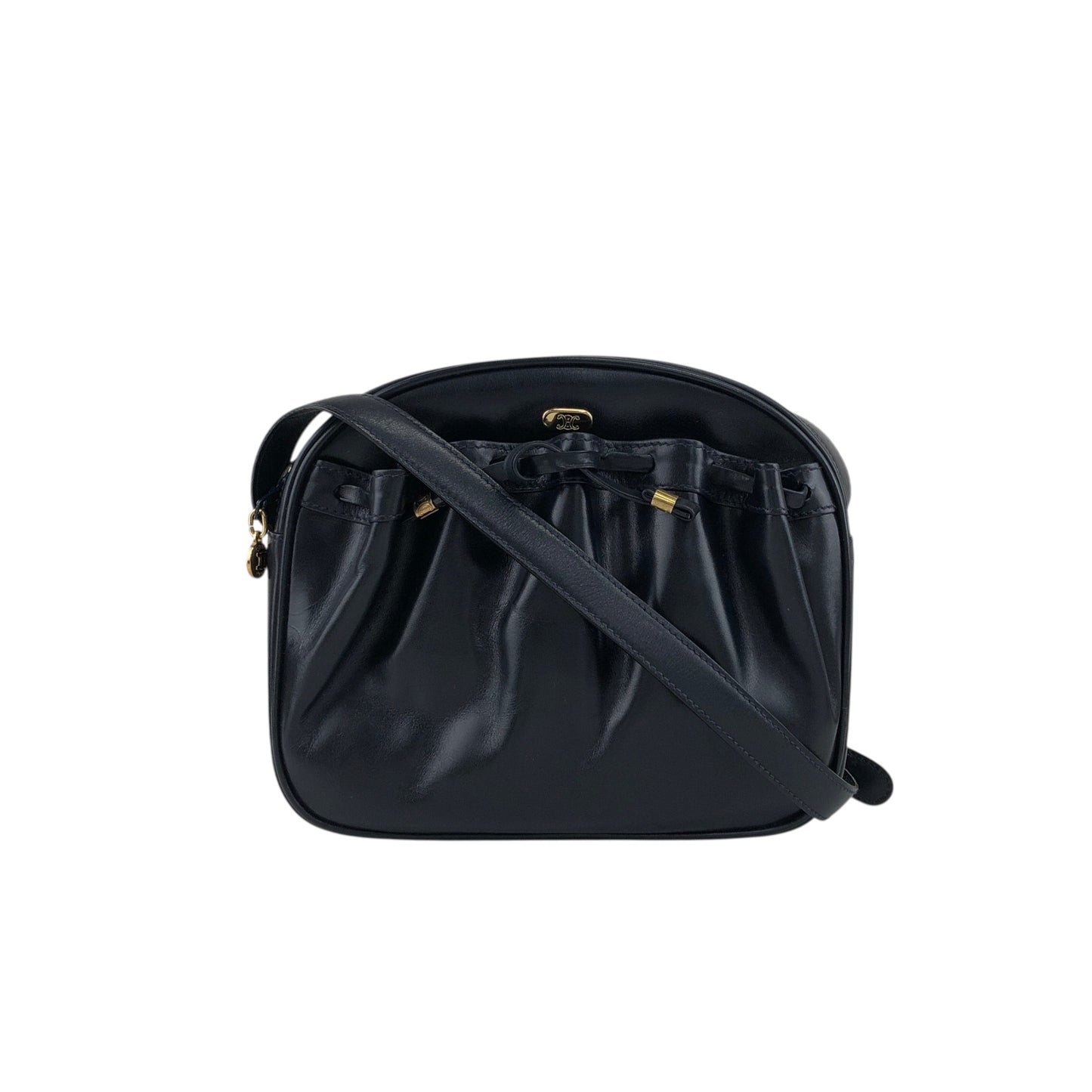 CELINE Logo Tassel Shoulder bag Navy Vintage fcpzrv