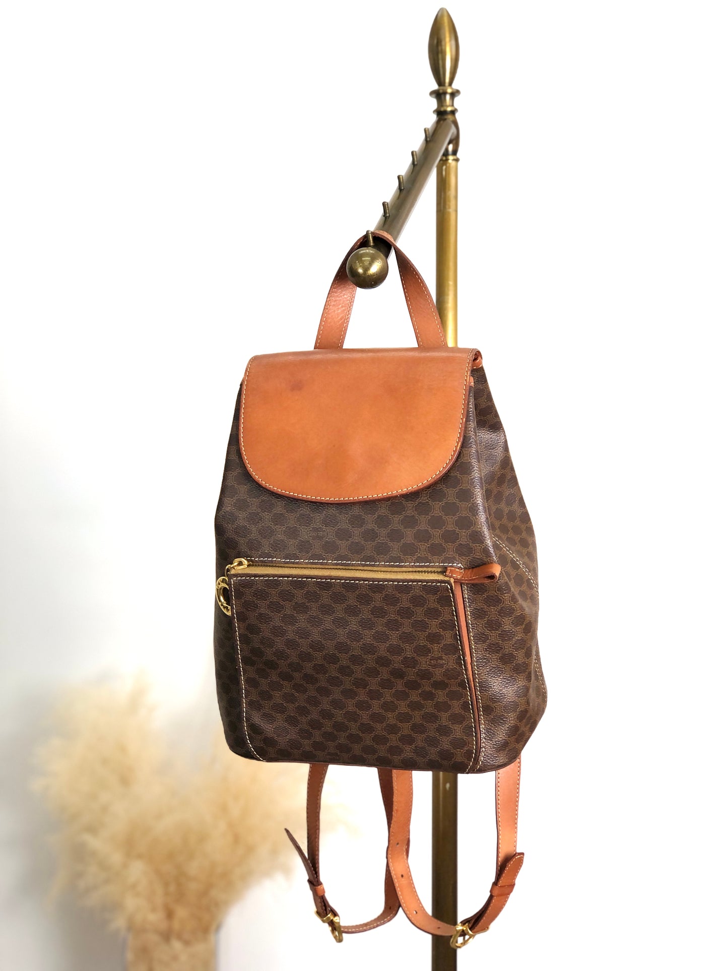 CELINE Macadam Charm Backpack Brown Vintage jz6ee6