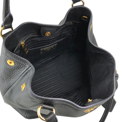 PRADA Logo Handbag Black BN2534 Vintage 6ubit3