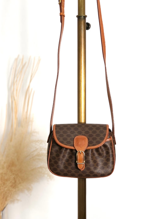 CELINE Macadam Blason Shoulder bag Brown Vintage 4bfs88