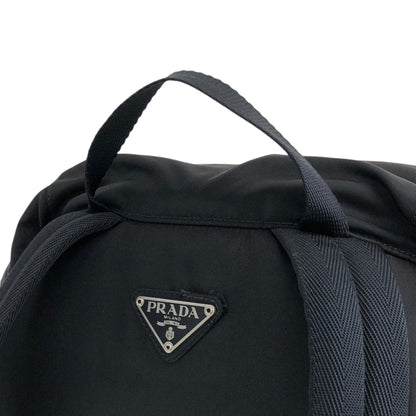 PRADA Tessuto Triangle Logo Front Buckle Backpack Black Vintage pyct8y