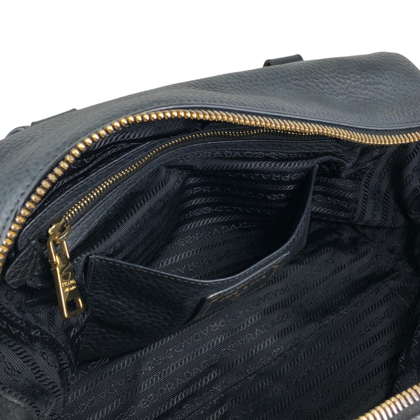 PRADA Logo Small Boston bag Handbag Black Vintage c8s4mf