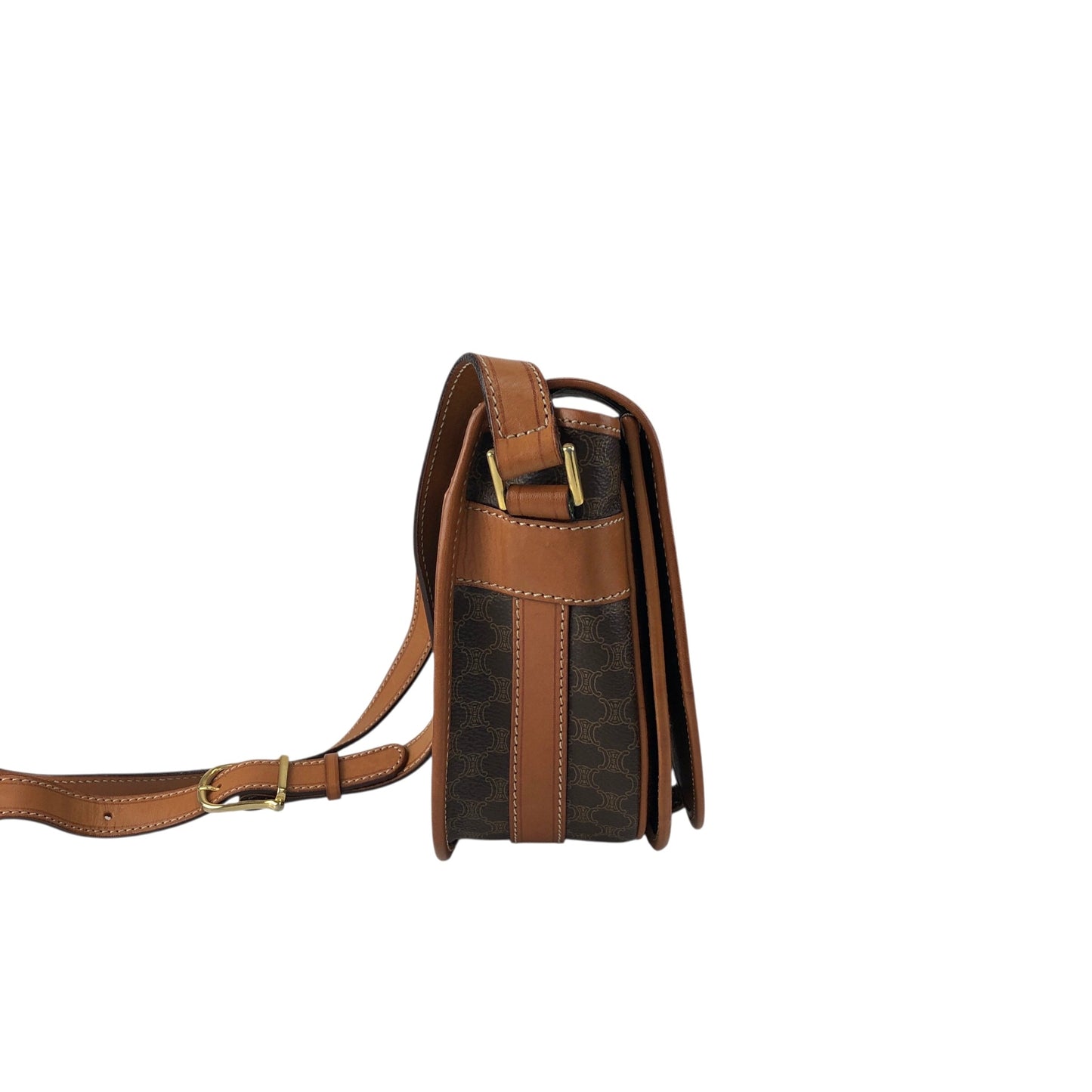 CELINE Macadam Blason Flap Shoulder bag Brown Vintage 2etvvm