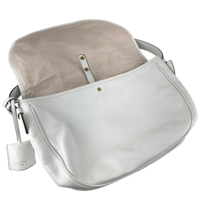 LOEWE Logo Embossed Shoulder bag White Vintage zpjrde