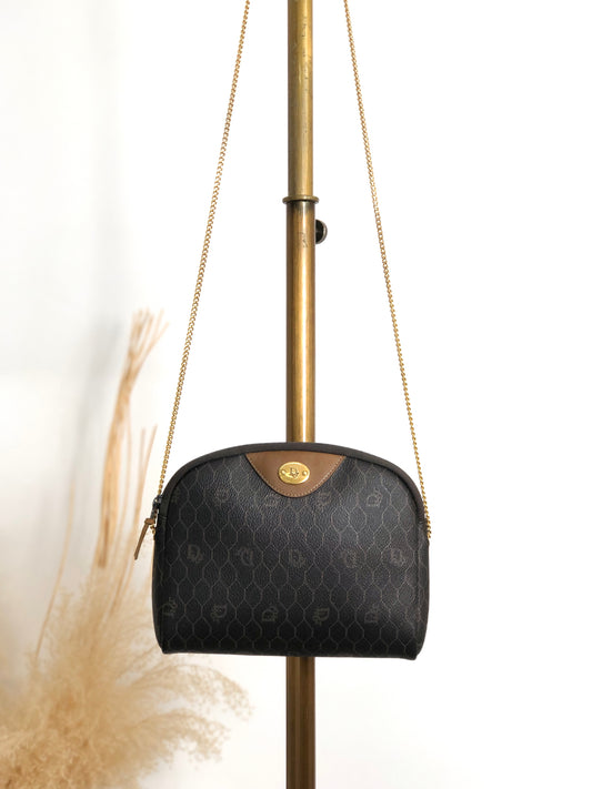 Christian Dior Honeycomb Pattern Chain Shoulder bag Black Vintage cs7hx4