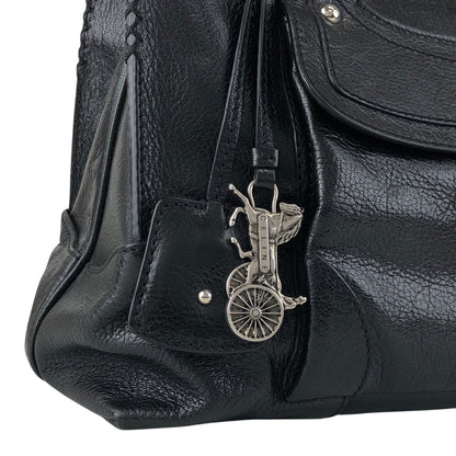 CELINE Horse Carriage Handbag Black Vintage ye36tf