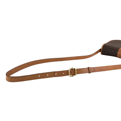 CELINE Macadam Front Buckle Shoulder bag Brown Vintage cabjde