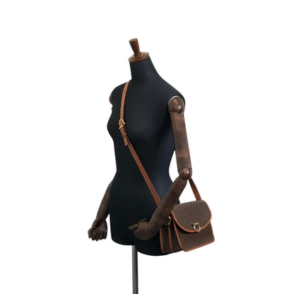 CELINE Macadam Gancini Shoulder bag Brown Vintage dtdg28