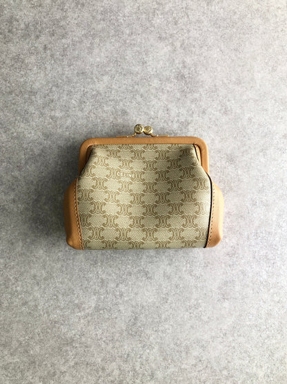 CELINE Macadam Blason Coin Purse Beige Vintage u2h6sg