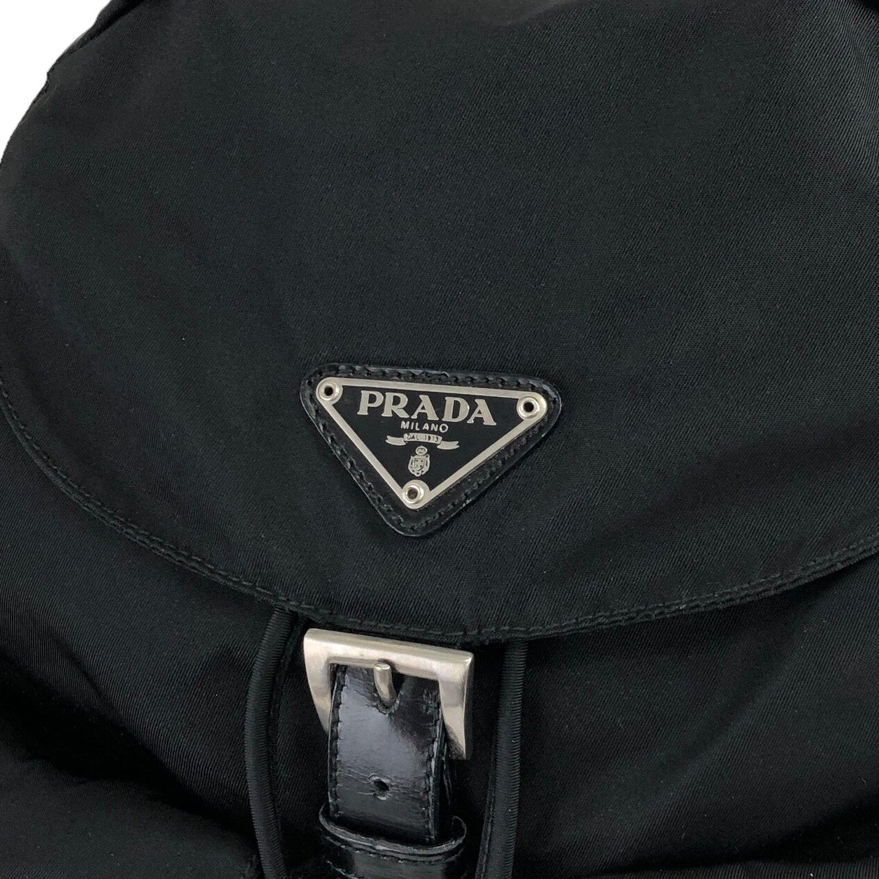 PRADA Triangle Logo Backpack Black Vintage wedjpt