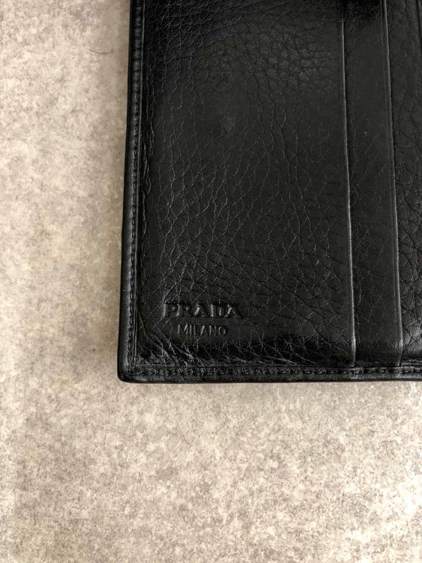 PRADA Buckle Motif Folded Wallet Black Vintage k574bi