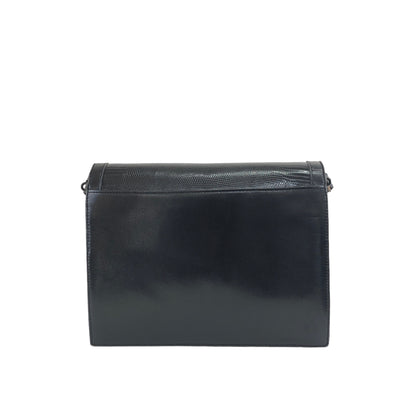 Yves Saint Laurent YSL Logo  Leather Shoulder bag Black Vintage  6pgnaz