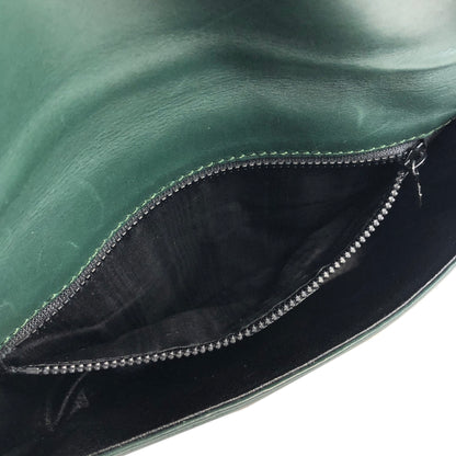 CELINE Gancini Flap Leather Shoulder bag Green Vintage mtmid2