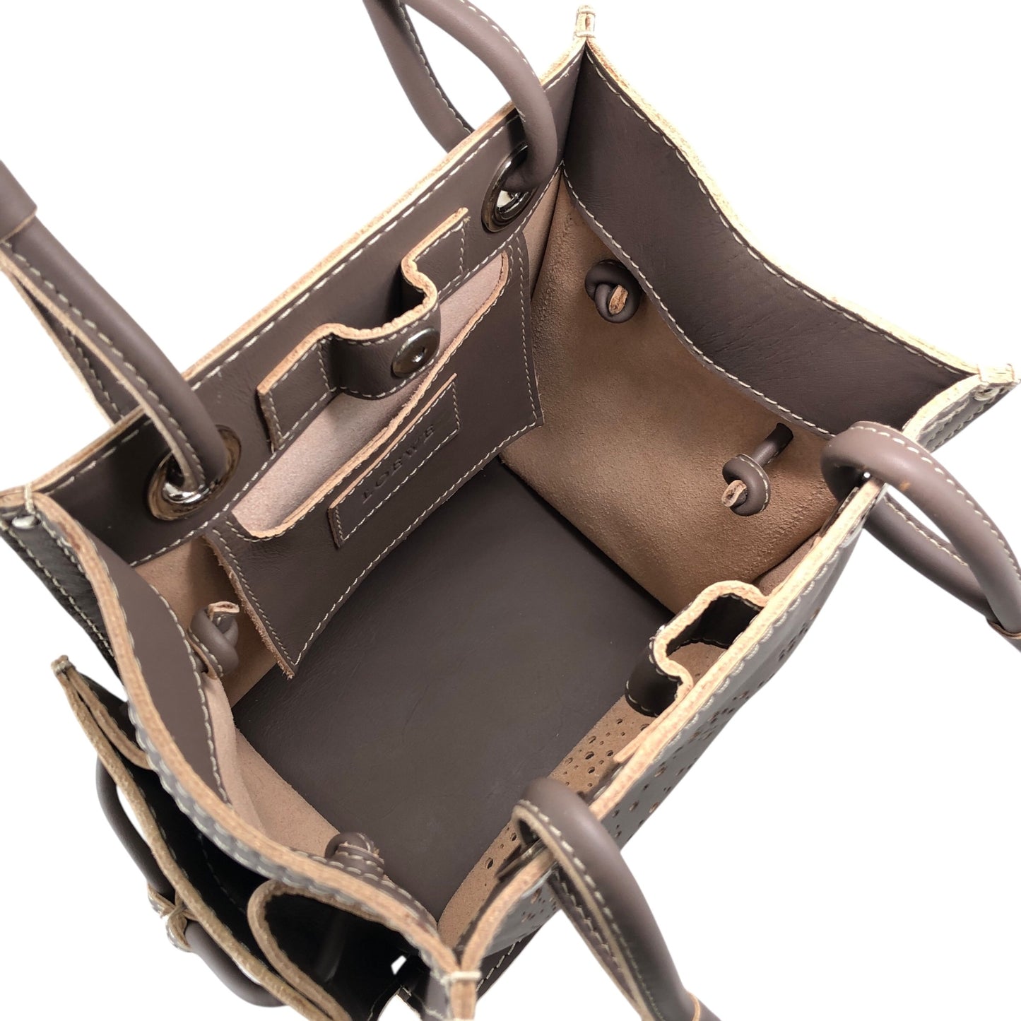 LOEWE Anagram Handbag Totebag Brown Vintage cgduag