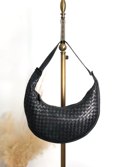 Bottega Veneta Intrecciato Handbag Hobobag Black 10500 105264NE Vintage xsmh56