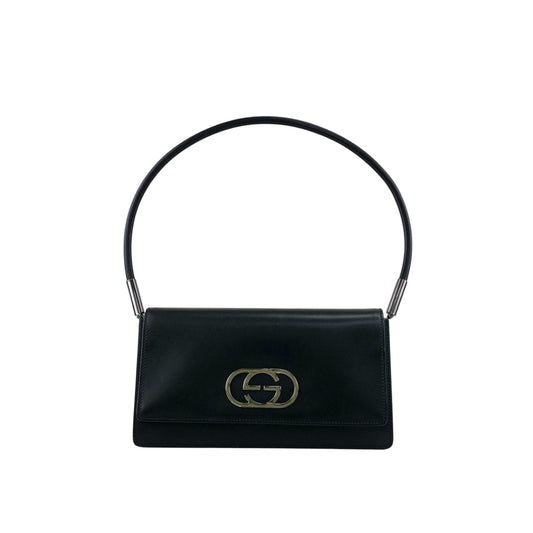 GUCCI Interlocking Logo Shoulder bag Black Vintage p4guhx