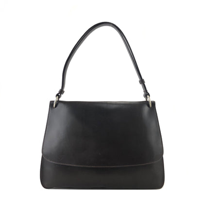PRADA Logo Double Face Leather Handbag Brown Vintage twseze