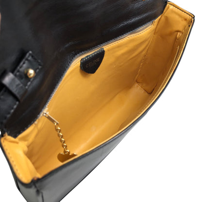 CELINE Blason Crossbody Shoulder bag Black Vintage byue3n