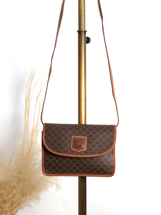 CELINE Macadam Blason Shoulder bag Brown Vintage ytvnjg
