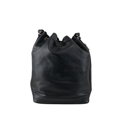 CELINE Gancini Drawstring Shoulder bag Black Vintage 4g3rt5