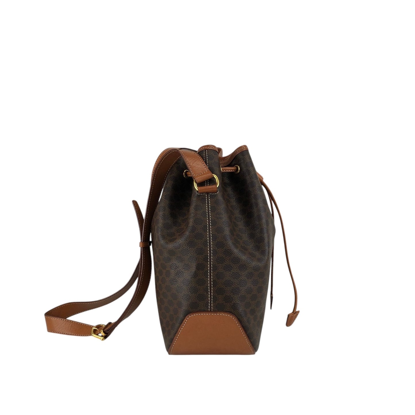 CELINE Macadam Drawstring Shoulder bag Brown Vintage wskrpv