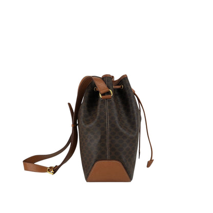CELINE Macadam Drawstring Shoulder bag Brown Vintage wskrpv