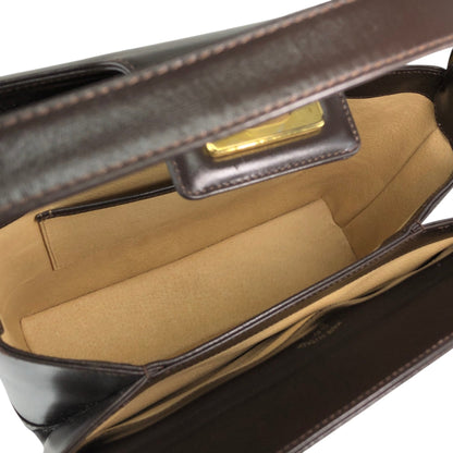 GUCCI Turn Lock Handbag Brown Vintage ud4z3y