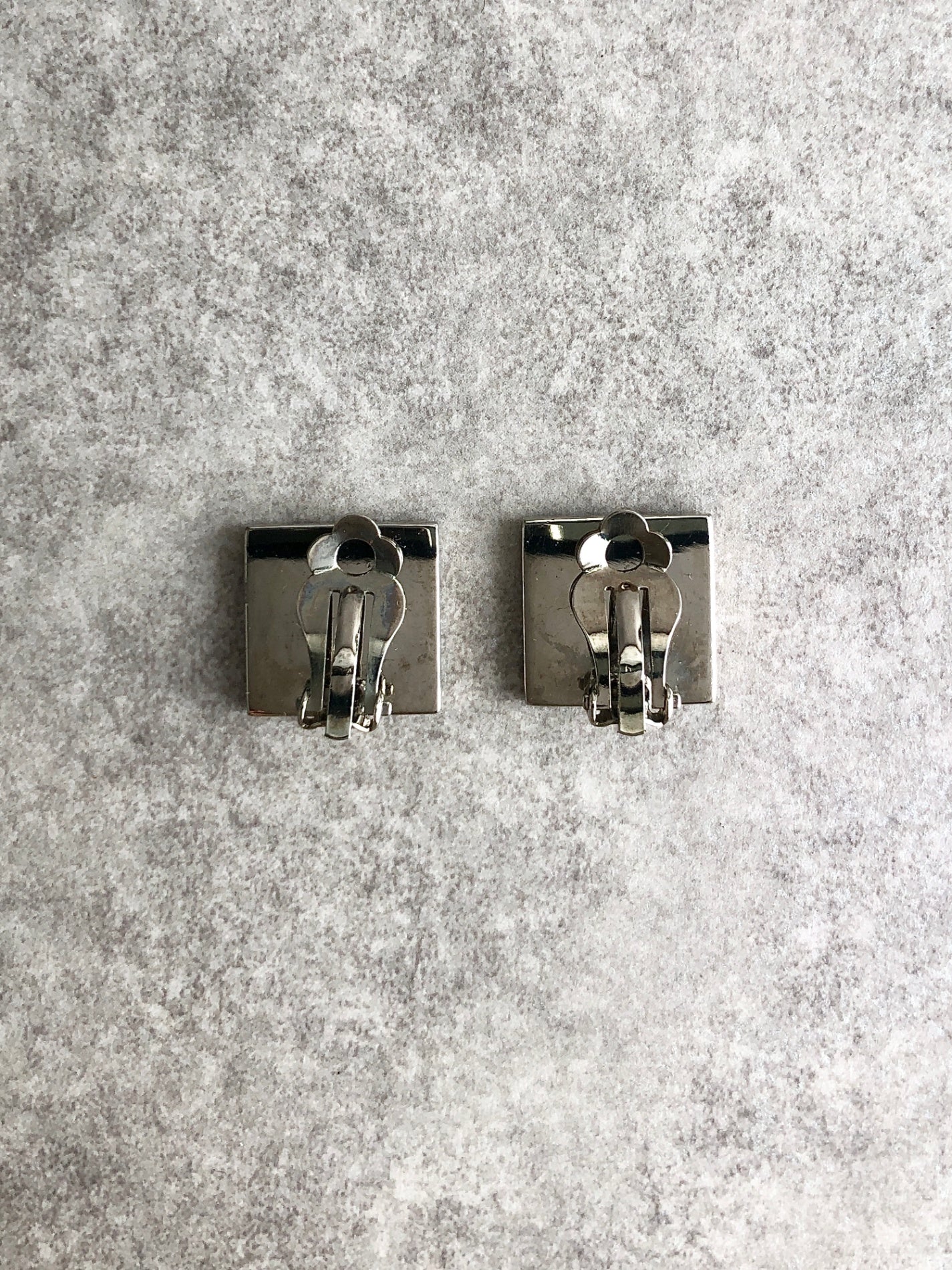 CELINE Logo Motif Earrings Silver Vintage iudp3b