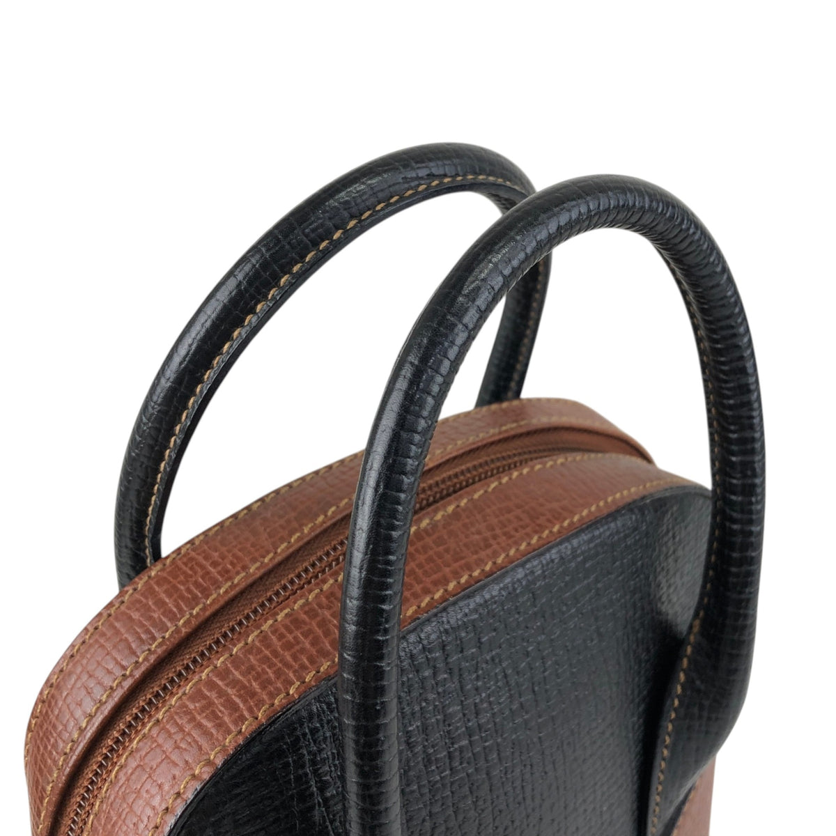 LOEWE Logo Embossed Two-way Handbag Shoulder bag Black×Brown Vintage z67fis
