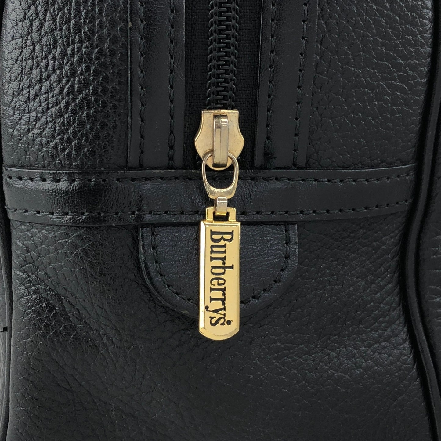 BURBERRY Logo Embossed Handbag Boston bag Black Vintage ybjkpc