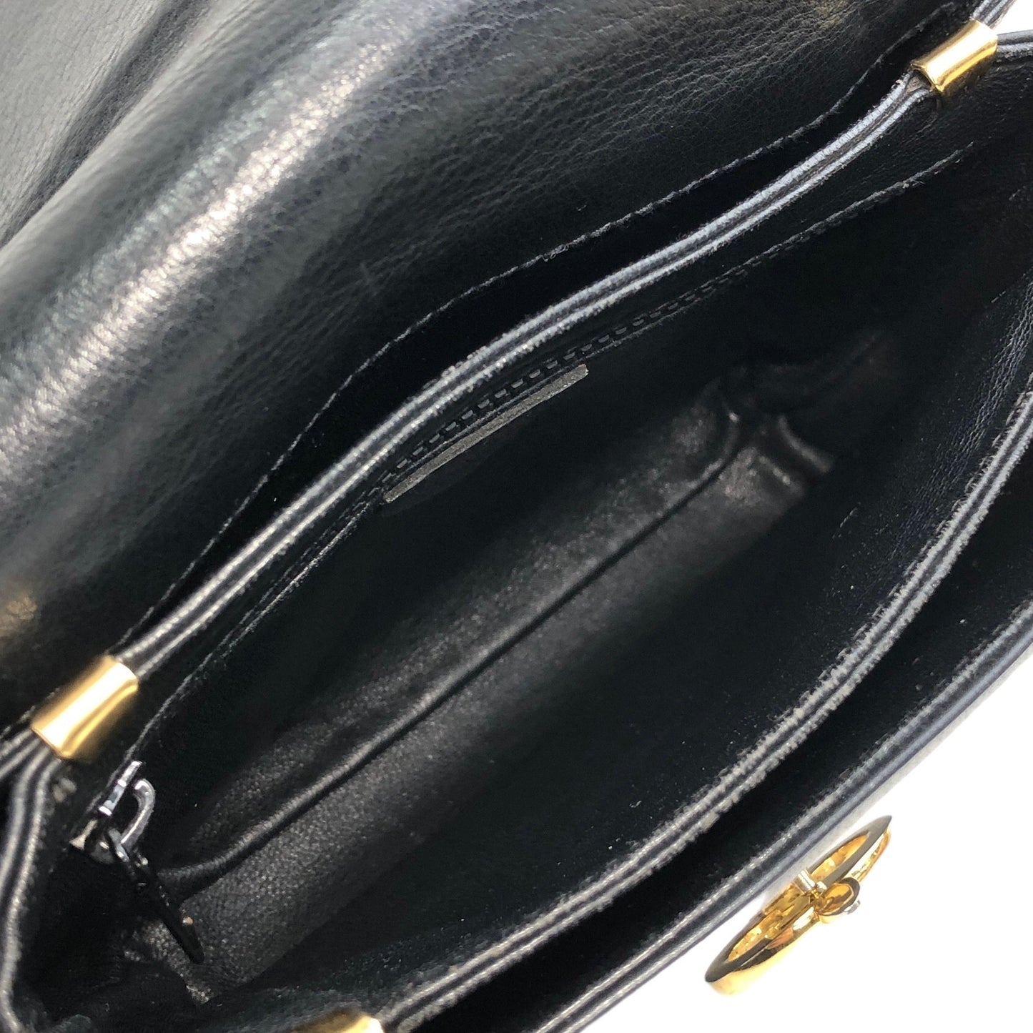 CELINE Blason Leather Shoulder bag Black Vintage hzmtvx