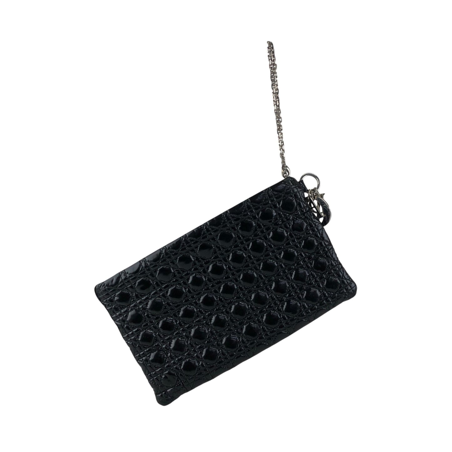 Christian Dior Cannage Logo Charm Handbag Black Vintage gk2smc