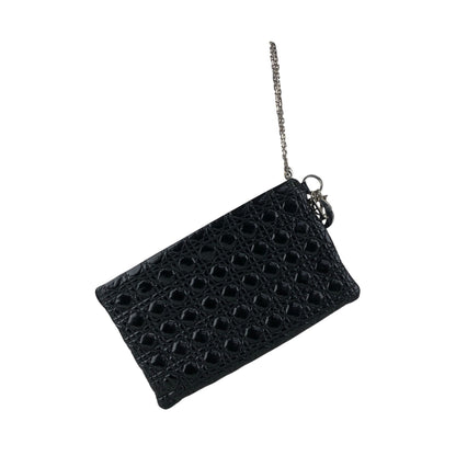 Christian Dior Cannage Logo Charm Handbag Black Vintage gk2smc